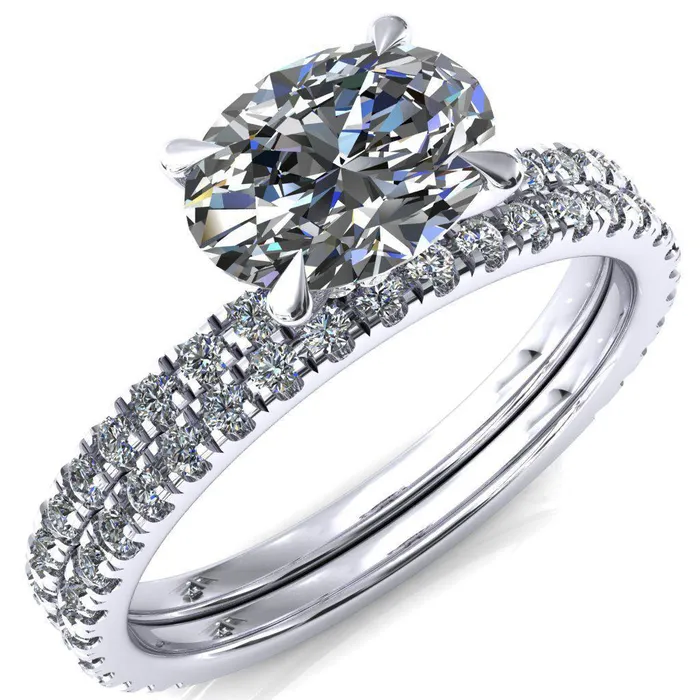 Rings Fire Brilliance Alayna Oval Center Stone EastWest 4 Claw Prong 34 Micro Pave Diamond Accent Ring Engagement Ring