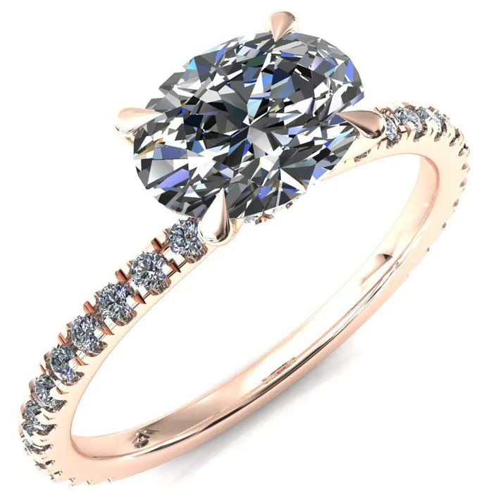 Rings Fire Brilliance Alayna Oval Center Stone EastWest 4 Claw Prong 34 Micro Pave Diamond Accent Ring Engagement Ring