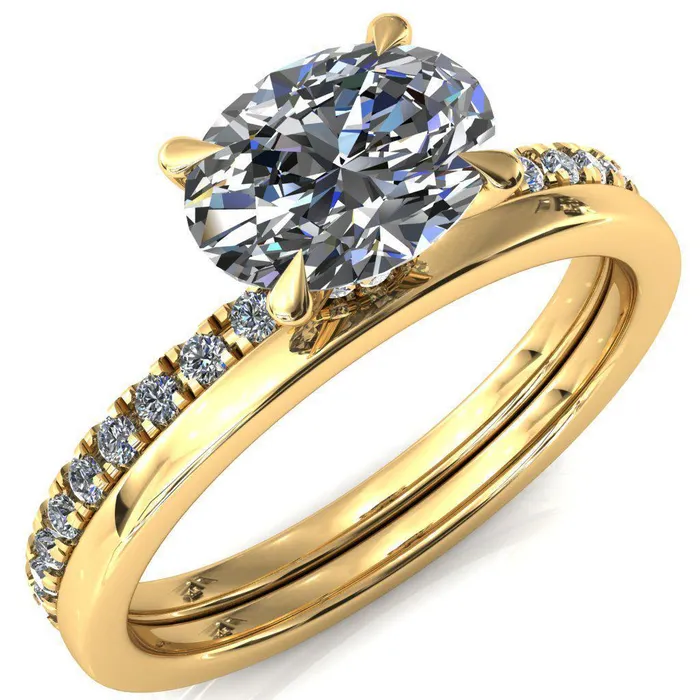 Rings Fire Brilliance Alayna Oval Center Stone EastWest 4 Claw Prong 34 Micro Pave Diamond Accent Ring Engagement Ring
