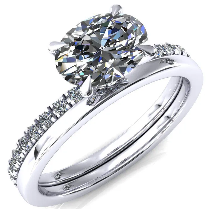 Rings Fire Brilliance Alayna Oval Center Stone EastWest 4 Claw Prong 34 Micro Pave Diamond Accent Ring Engagement Ring