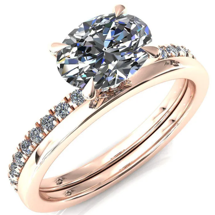 Rings Fire Brilliance Alayna Oval Center Stone EastWest 4 Claw Prong 34 Micro Pave Diamond Accent Ring Engagement Ring