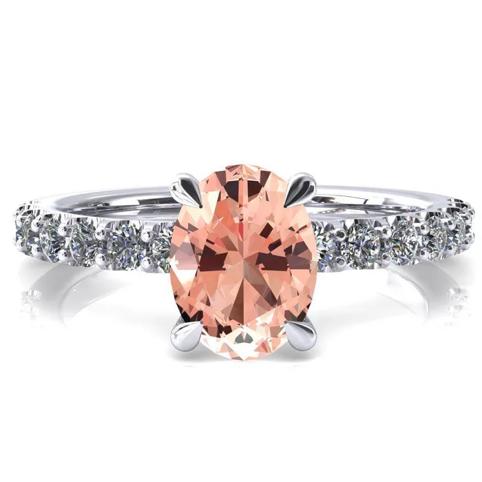 Rings Fire Brilliance Alessi Oval Champagne Sapphire 4 Claw Prong 34 Micro Pave Engagement Ring Rings Fire Brilliance Alessi Oval Champagne Sapphire 4 Claw Prong 34 Micro Pave Engagement Ring