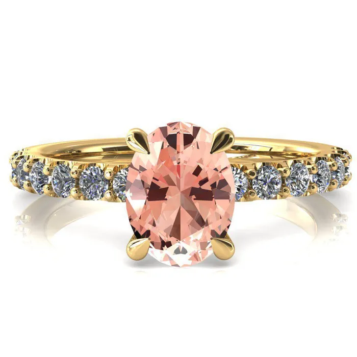 Rings Fire Brilliance Alessi Oval Champagne Sapphire 4 Claw Prong 34 Micro Pave Engagement Ring