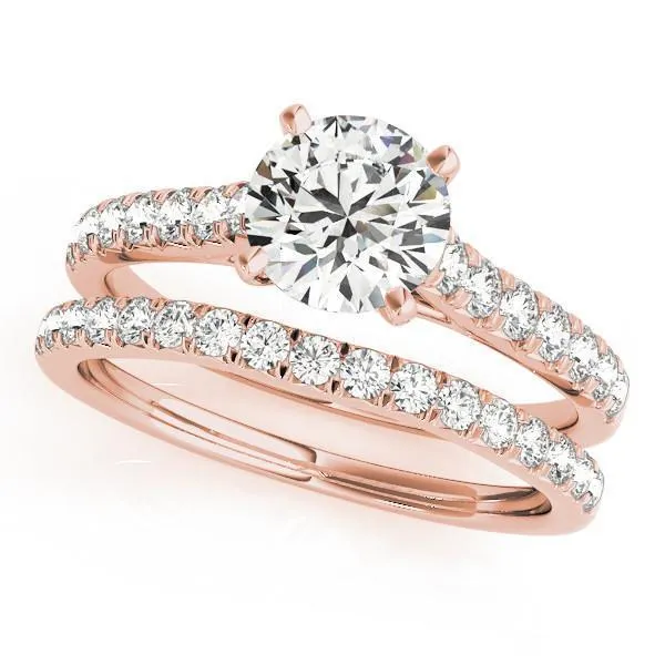 Rings Fire Brilliance Arly Round Center Stone Diamond MicroPave 4 Prong Cathedral Ring