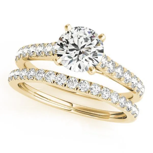 Rings Fire Brilliance Arly Round Center Stone Diamond MicroPave 4 Prong Cathedral Ring