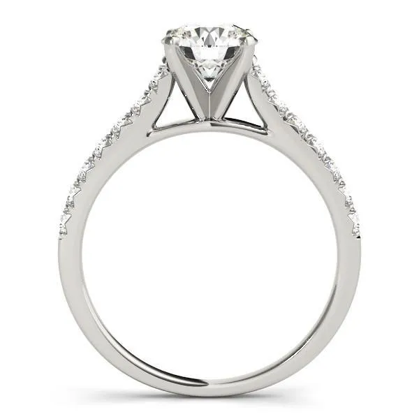 Rings Fire Brilliance Arly Round Center Stone Diamond MicroPave 4 Prong Cathedral Ring