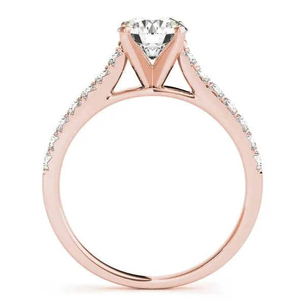 Rings Fire Brilliance Arly Round Center Stone Diamond MicroPave 4 Prong Cathedral Ring