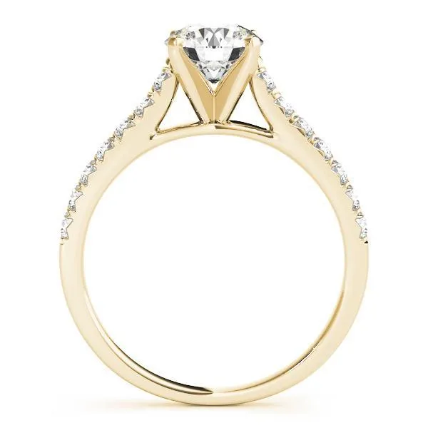Rings Fire Brilliance Arly Round Center Stone Diamond MicroPave 4 Prong Cathedral Ring