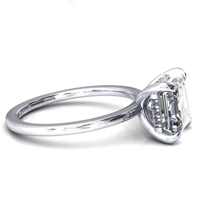 Rings Fire Brilliance Carmeli Asscher Moissanite 4 Claw Prong Micro Pave Diamond Rail Engagement Ring