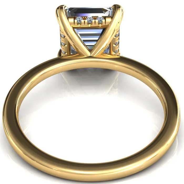 Rings Fire Brilliance Carmeli Asscher Moissanite 4 Claw Prong Micro Pave Diamond Rail Engagement Ring