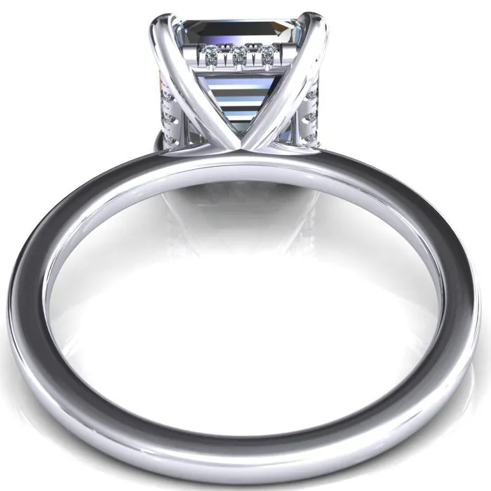 Rings Fire Brilliance Carmeli Asscher Moissanite 4 Claw Prong Micro Pave Diamond Rail Engagement Ring
