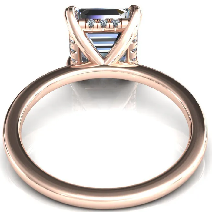 Rings Fire Brilliance Carmeli Asscher Moissanite 4 Claw Prong Micro Pave Diamond Rail Engagement Ring