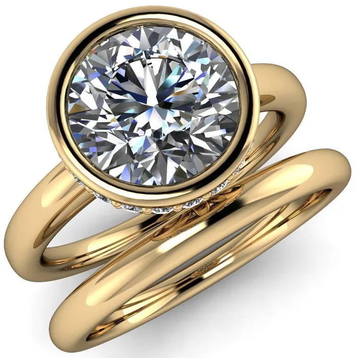 Rings Fire Brilliance Cheryl Round Center Stone Accent Bezel Ring