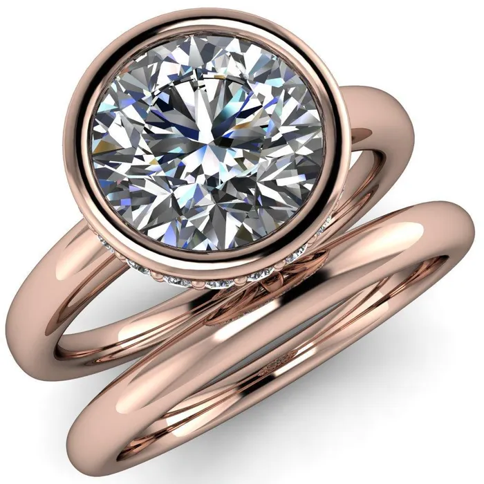 Rings Fire Brilliance Cheryl Round Center Stone Accent Bezel Ring