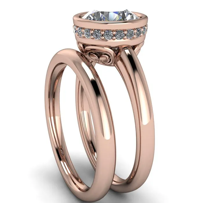 Rings Fire Brilliance Cheryl Round Center Stone Accent Bezel Ring