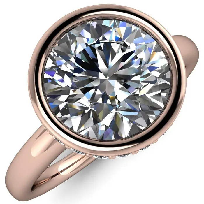 Rings Fire Brilliance Cheryl Round Center Stone Accent Bezel Ring