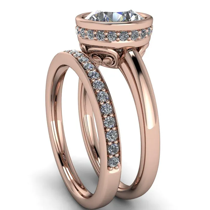 Rings Fire Brilliance Cheryl Round Center Stone Accent Bezel Ring