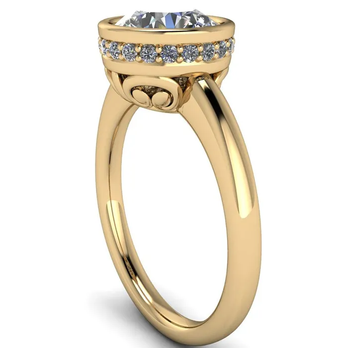 Rings Fire Brilliance Cheryl Round Center Stone Accent Bezel Ring