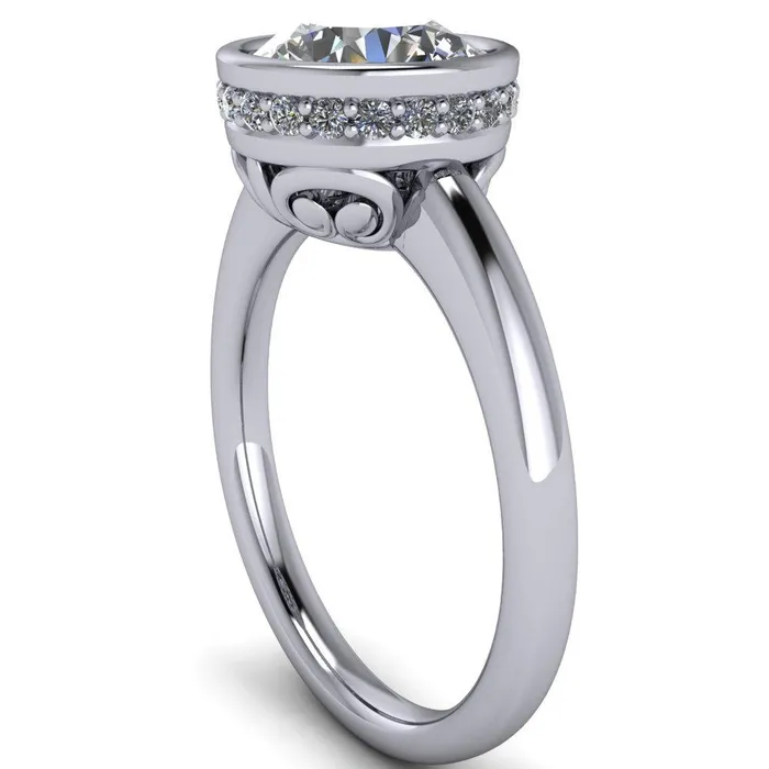 Rings Fire Brilliance Cheryl Round Center Stone Accent Bezel Ring