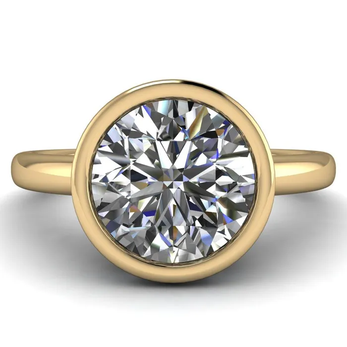 Rings Fire Brilliance Cheryl Round Center Stone Accent Bezel Ring