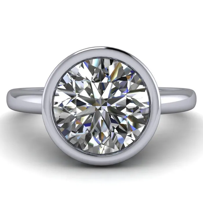 Rings Fire Brilliance Cheryl Round Center Stone Accent Bezel Ring