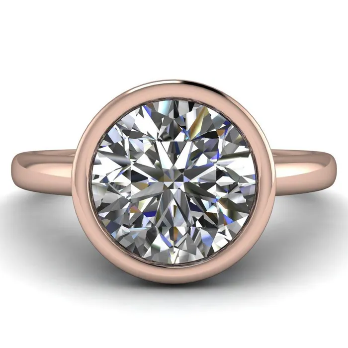 Rings Fire Brilliance Cheryl Round Center Stone Accent Bezel Ring
