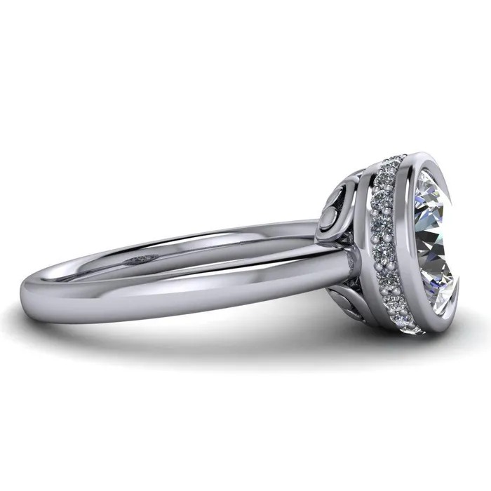 Rings Fire Brilliance Cheryl Round Center Stone Accent Bezel Ring
