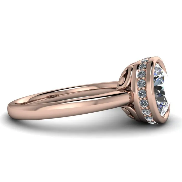 Rings Fire Brilliance Cheryl Round Center Stone Accent Bezel Ring