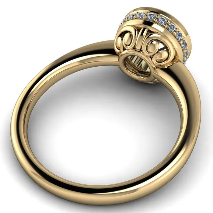 Rings Fire Brilliance Cheryl Round Center Stone Accent Bezel Ring