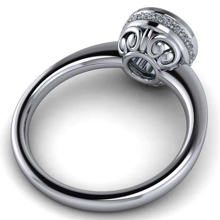 Rings Fire Brilliance Cheryl Round Center Stone Accent Bezel Ring