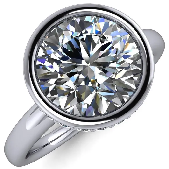 Rings Fire Brilliance Cheryl Round Center Stone Accent Bezel Ring
