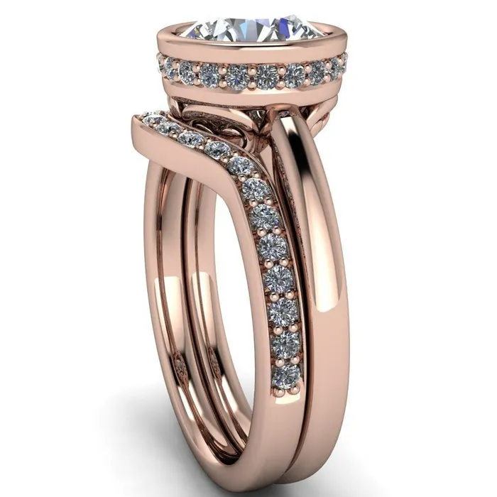 Rings Fire Brilliance Cheryl Round Center Stone Accent Bezel Ring