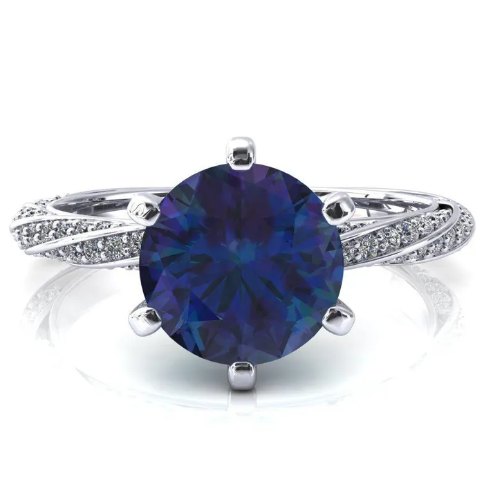 Rings Fire Brilliance Elysia Round Alexandrite 6 Prong 34 Eternity Diamond Accent Ring Rings Fire Brilliance Elysia Round Alexandrite 6 Prong 34 Eternity Diamond Accent Ring