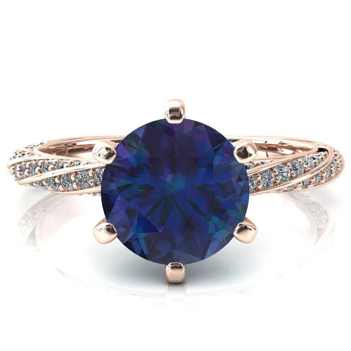Rings Fire Brilliance Elysia Round Alexandrite 6 Prong 34 Eternity Diamond Accent Ring