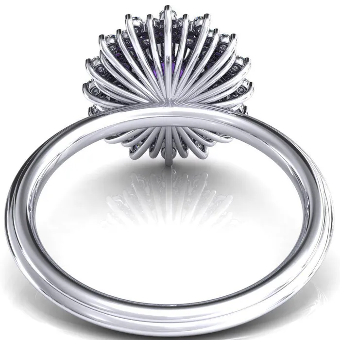 Rings Fire Brilliance Eridanus Oval LabCreated Amehyst Cluster Diamond Halo Wedding Ring