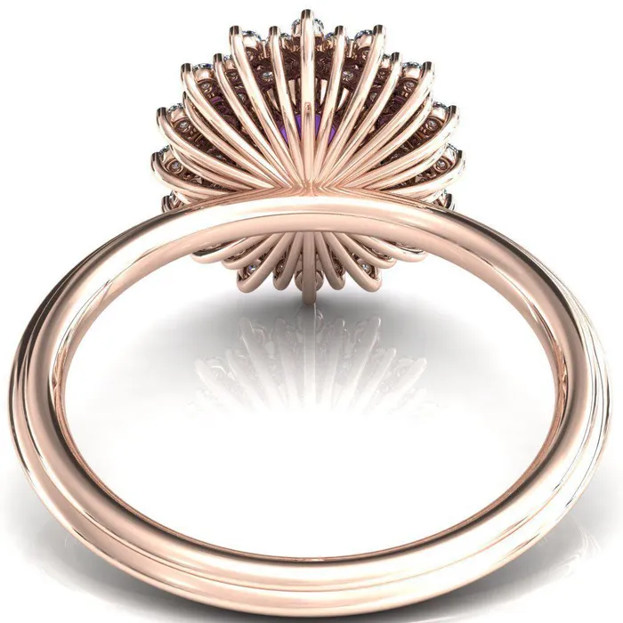 Rings Fire Brilliance Eridanus Oval LabCreated Amehyst Cluster Diamond Halo Wedding Ring