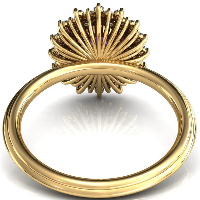 Rings Fire Brilliance Eridanus Oval LabCreated Amehyst Cluster Diamond Halo Wedding Ring