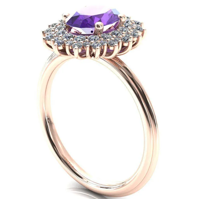 Rings Fire Brilliance Eridanus Oval LabCreated Amehyst Cluster Diamond Halo Wedding Ring