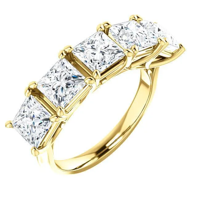 Rings Fire Brilliance Estella Princess Moissanite Anniversary Band