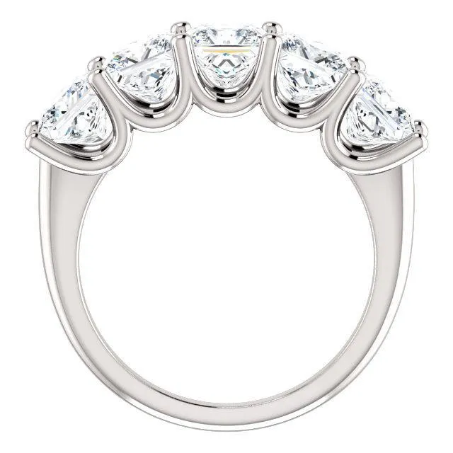 Rings Fire Brilliance Estella Princess Moissanite Shared Prongs Anniversary Band