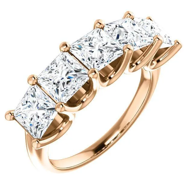 Rings Fire Brilliance Estella Princess Moissanite Shared Prongs Anniversary Band