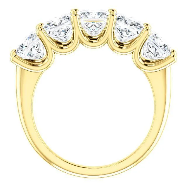 Rings Fire Brilliance Estella Princess Moissanite Shared Prongs Anniversary Band