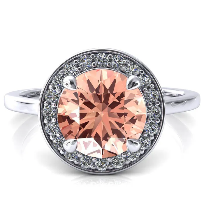 Rings Fire Brilliance Holly Round Champagne Sapphire 4 Prong Pinpoint Floating Halo Scalloped Cathedral Ring Rings Fire Brilliance Holly Round Champagne Sapphire 4 Prong Pinpoint Floating Halo Scalloped Cathedral Ring