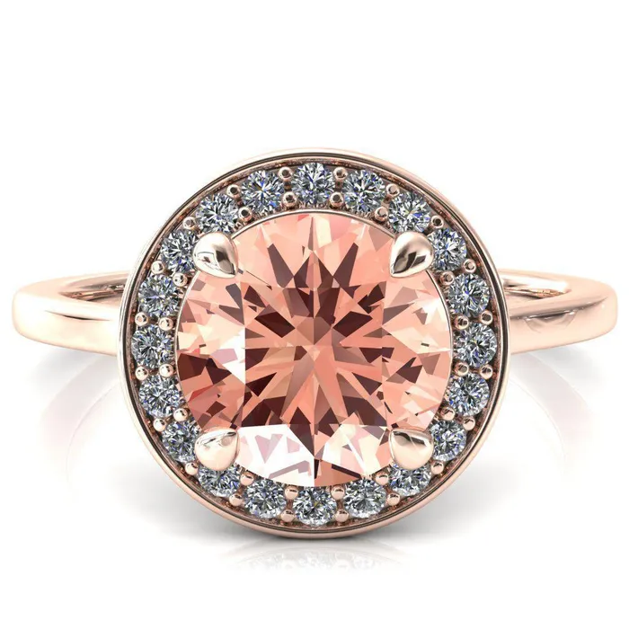 Rings Fire Brilliance Holly Round Champagne Sapphire 4 Prong Pinpoint Floating Halo Scalloped Cathedral Ring