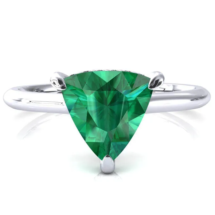 Rings Fire Brilliance Janey Trillion Emerald 3 Prongs Claw Floating Halo Inverted Cathedral Ring Rings Fire Brilliance Janey Trillion Emerald 3 Prongs Claw Floating Halo Inverted Cathedral Ring