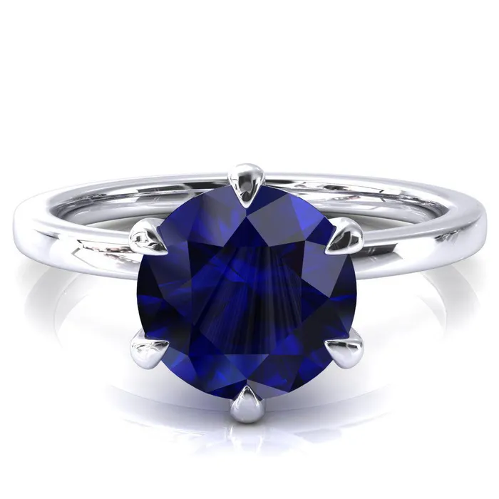 Rings Fire Brilliance Julianne Round Blue Sapphire Solitaire 6 Prong Ring Rings Fire Brilliance Julianne Round Blue Sapphire Solitaire 6 Prong Ring