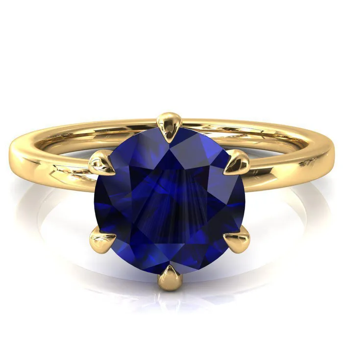 Rings Fire Brilliance Julianne Round Blue Sapphire Solitaire 6 Prong Ring