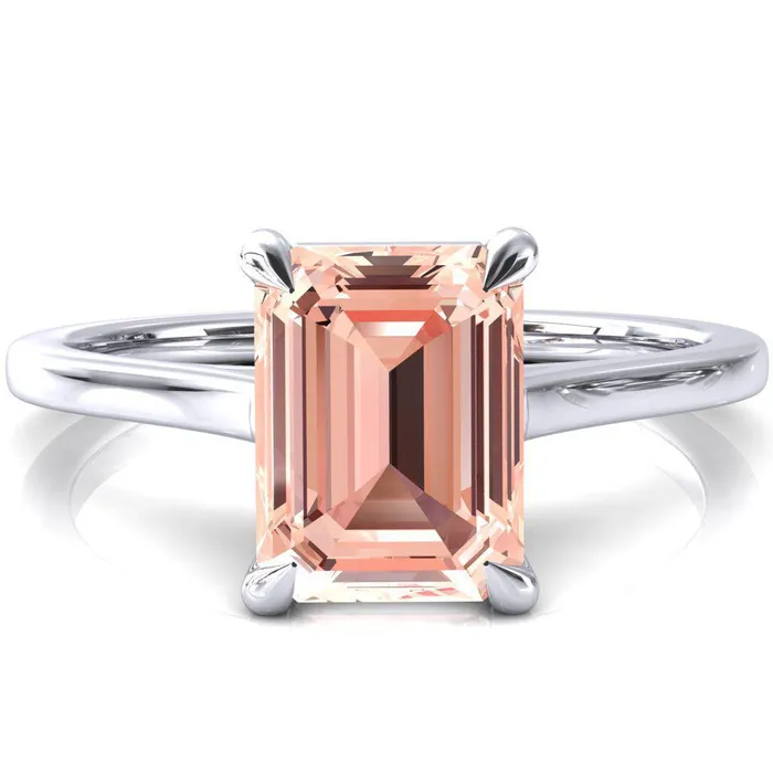 Rings Fire Brilliance Lizzy Emerald Champagne Sapphire 4 Claw Prong Cathedral Engagement Ring Rings Fire Brilliance Lizzy Emerald Champagne Sapphire 4 Claw Prong Cathedral Engagement Ring