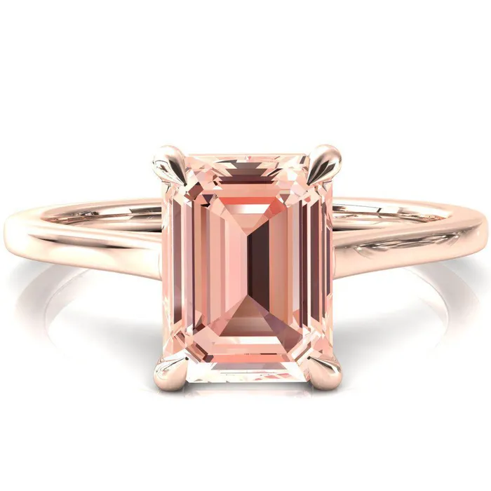 Rings Fire Brilliance Lizzy Emerald Champagne Sapphire 4 Claw Prong Cathedral Engagement Ring