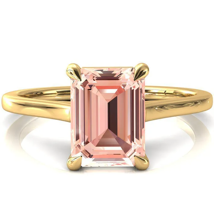 Rings Fire Brilliance Lizzy Emerald Champagne Sapphire 4 Claw Prong Cathedral Engagement Ring